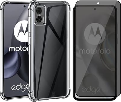 Hoesje geschikt voor Motorola Edge 30 Neo - Privacy Screenprotector Volledig Dekkend Glas - Shockproof Transparant