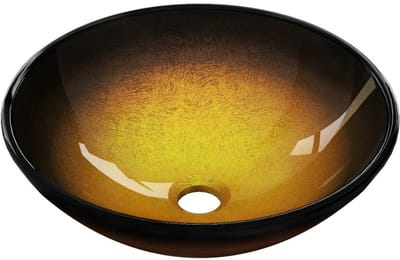 Mexen Mira glazen opbouw wastafel 42 x 42 cm, donker goud - 24124251