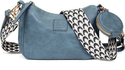 Blauwe schoudertas Monto | handtas | schouderband | crossbodytas | handbag | bagstrap | shoulderstrap | verstelbaar | modetrend |