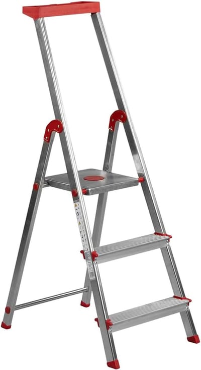 Aluminium Trap - Vouwtrap - Klus Klussen - Met Gereedschapsbak - 3 Treden - Zilver
