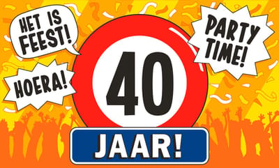 Q2P – 40 Jaar Gevelvlag – 150×90 cm XXL – Verjaardag Versiering - Vlaggenlijn – Binnen & Buiten - Vlag