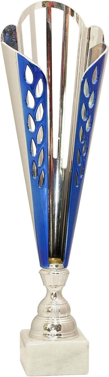 Trofee Beker - Prijsuitreiking Award - Evenement Prijzen - Gratis Naamplaatje - 37 cm Hoog - Zilver Blauw