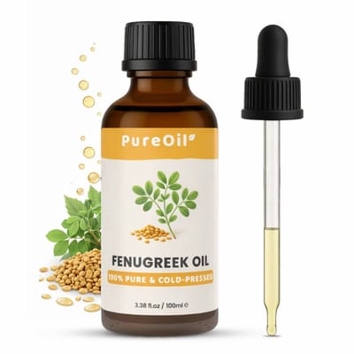 PureOil - Fenegriek Olie - 100ml - Fenugreek Oil - 100% Puur & Koudgeperst - Haarolie - Voor Haar | Huid | Gezicht | Scalp | Wimpers | Wenkbrauwen | Nagels | Massage