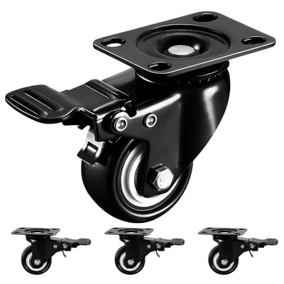 8 Draaibare Rolwielen Met Rem geschikt voor Meubels (50 mm) – Zware Lasten Tot 270 kg, Vloerbeschermend Rubber, Geen Vloerafdrukken, Geschikt geschikt voor Karren