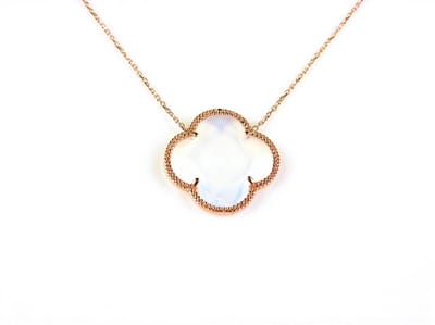 model Fiori kleine klaver ketting in zilver roze verguld opaal klaver
