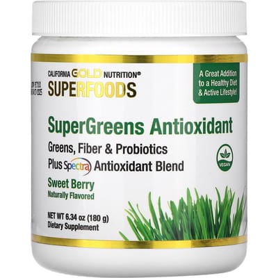 California Gold Nutrition, Superfoods, Supergroene groente-antioxidanten, Zoete bessensmaak, 177 gram (180 g)