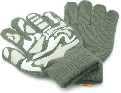 Handschoenen voor kinderen groen met camouflageprint acryl