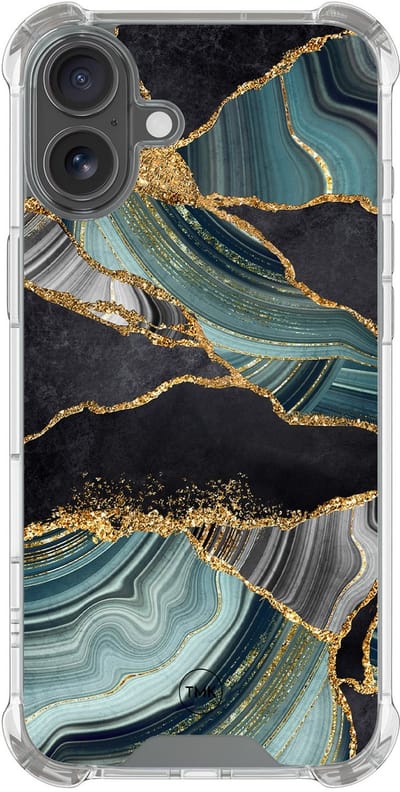 Shockproof hoesje geschikt voor Apple iPhone 17 - Marble jade stone - Schokbestendig - Verhoogde randen - TPU case - Extra Sterke Back Cover - Marmer - Transparant, Multi