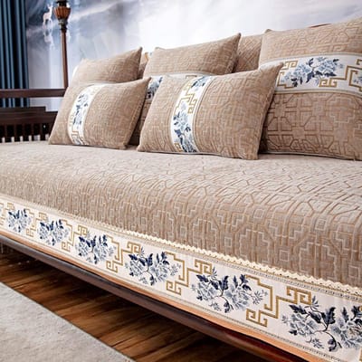 Chinese Antislip Bankhoes Beige Massief Houten Bankkussen Eenvoudig 4 Seizoenen Universeel Huisdecoratie Beschermhoes Kussensloop 30x50cm pillowcase