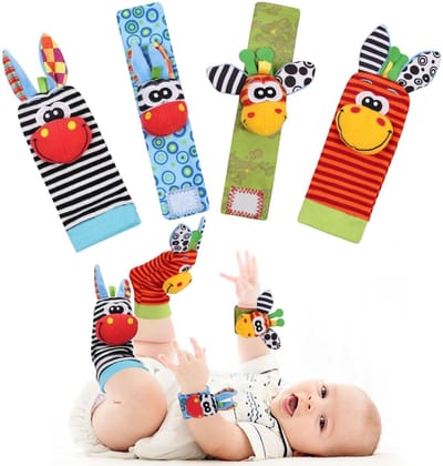 Dailygoods- Babyrammelaar Zacht Dier - Polsrammelaar - Voetzoeker - Speelgoed voor Baby's 0-12 Maanden - Ontwikkelingsspeelgoed - Cadeau voor Jongen/Meisje - Rammelaar