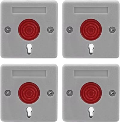 Noodknop Alarm - Paniekknop Veiligheid - Snelle Waarschuwing - Eenvoudige Drukknop - 4 Stuks - Grijs Rood