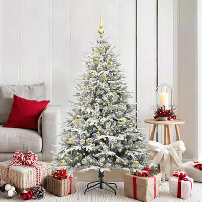 vidaXL - Kunstmatige - Voorverlichte - Kerstboom - met - Ballenset - Groen - 150 - cm