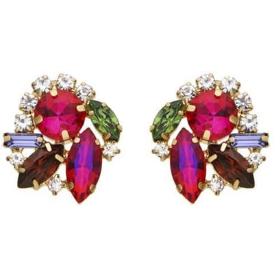 Boucles d'oreilles - LUXENTER - Mutaj - Or jaune 18k - Cristal violet - 25,7 mm