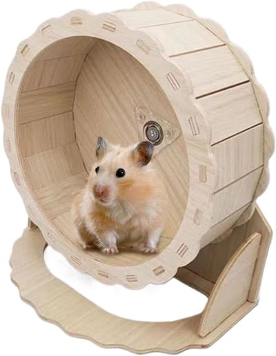 Hamster loopwiel - Knaagdier wiel - Huisdier beweging - Stil en stabiel - 25 cm breed - Houtkleur