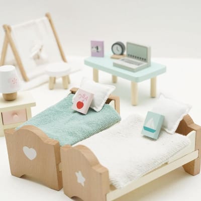 Houten Poppenhuis Kamer - Poppenhuis Meubels - Spelen en Leren - 24-Delige Set - 1:12 Schaal - Bruin