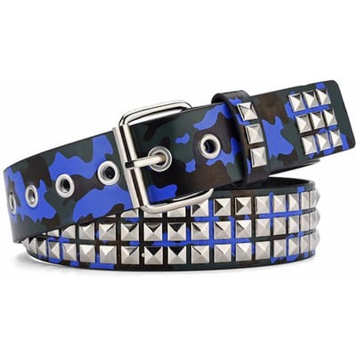 Camouflage Klinknagel Riem Unisex Mode Casual All-match Jeans Accessoires Tailleband Goth Retro Punk Hip Hop Meisje Tailleband 110cm blauw
