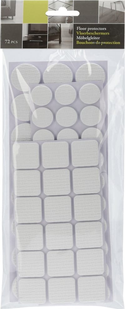 FX Tools Meubelviltjes/antislip beschermers - wit - 72x - kunststof - 3 formaten mix van 20-28 mm - vloerbeschermers