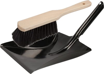 Stoffer en blik zwart van metaal/hout voor binnen