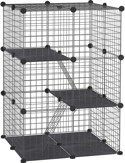 PawHut Kooi voor kleine dieren - Staal - 70x70x105cm - Zwart