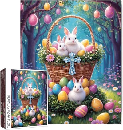 Paashaas Legpuzzel - Feestelijke Puzzel - Ontspannen Vrije Tijd - Precisie Gesneden Stukjes - 1000 Stukjes - Multicolor