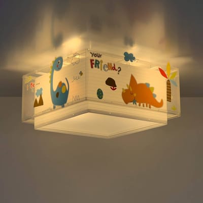 Dalber kinderkamerplafondlamp DINOS, wit/kleurrijk
