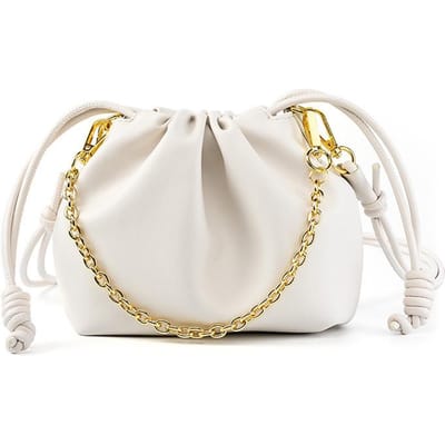 Leren Wolk Tas Koeienhuid Ketting Tas Zegening Tas Tas Kleine Emmer Tas Alles Passende Leren Tas white