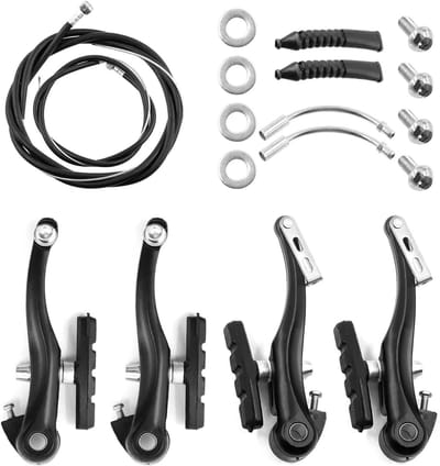 Complete set van 6 fietsremmen met 4 V-brake remmen en 2 remkabels voor mountainbikes en stadsfietsen