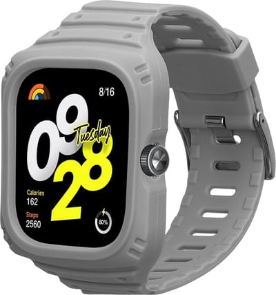 kwmobile smartwatch bandje en bumper van silicone - geschikt voor Xiaomi Redmi Watch 4 - in grijs - Optimale bescherming
