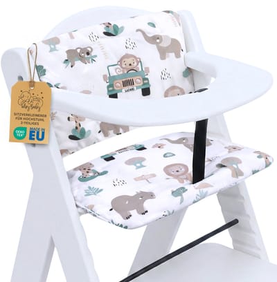 Stoelverkleiner Kinderstoel Kussen Baby Zitkussen - 2-delig - Stoelkussen voor Hauck Stokke Hoge Babystoel Trapstoel Waterafstotende Bekleding Oeko-Tex certificaat Afrika