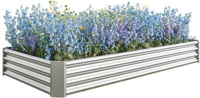 Metalen moestuinbak - Verhoogde plantenbak - Stalen kweekbak - Roestvrij - Stevig - Veilig - Open bodem - Tuin - 232x113,5x30 cm - 1 stuk - Antraciet
