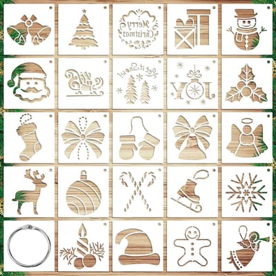 Herbruikbare kerst sjablonen set van 24 stuks, ideaal voor schilderen, knutselen en scrapbooken met kerstthema