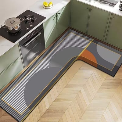 Nordic Licht Luxe Diatomeeënaarde Huishoudelijk L-vormig Keukenvloermat Waterabsorptie Antislip Sneldrogend en Onderhoudsvriendelijke Vloermat 80*120*45cm