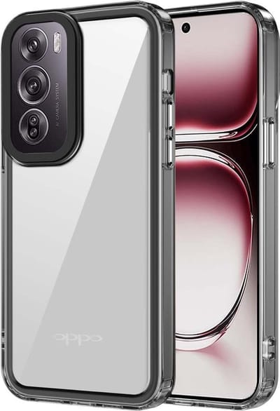 Geschikt voor Oppo Reno 12 Pro 5G - Back Cover - Zwart hoesje met zachte TPU siliconen rand en harde heldere achterkant