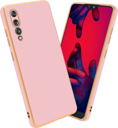 Cadorabo Hoesje geschikt voor Huawei P20 PRO / P20 PLUS in Glossy Roze - Goud - Beschermhoes Case Cover van flexibel TPU-silicone en met camerabescherming