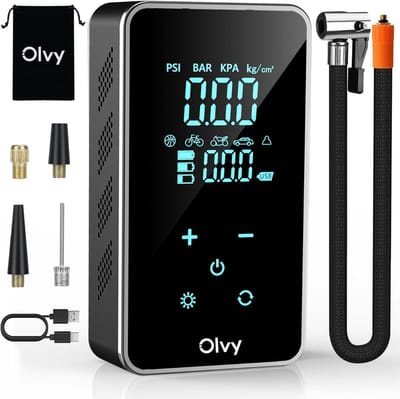 Olvy Compressor Bandenpomp - Elektrische Bandenpomp - Draagbare Luchtcompressor - 7000 mAh - Elektrische Fietspomp - Fiets/Auto/Motor/Bal/Luchtbed