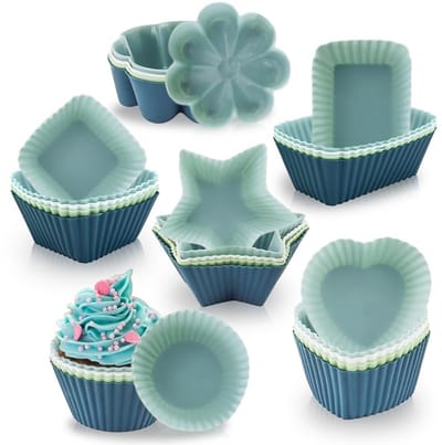 Dailygoods- Muffinvormpjes 24 Stuks - Siliconen - Antiaanbaklaag - Hittebestendig - Herbruikbaar - Gemakkelijk te reinigen - Bakvormpjes
