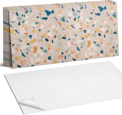 Coloray Plaktegels - Patroon met kleurrijke fragmenten Wandtegel Zelfklevend - 60 cm x 30 cm - Grijs Plaktegels - 6 stuks - Rechthoek PVC Tegels - Plaktegels Keuken - Zelfklevende Vloertegels Badkamer - Vinyl Tegels - Zelfklevende Wandtegels
