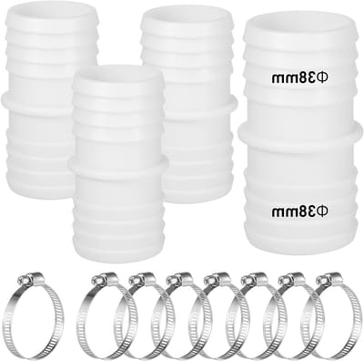 4-delige Poolslang 38mm Aansluitingen - Universele Adapter en Dubbele Slangen met 8 RVS Slangklemmen voor Efficiënte Waterafvoer