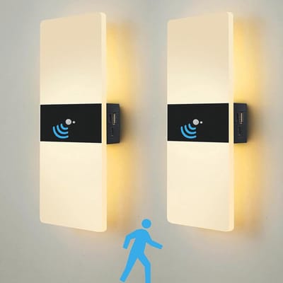 Moderne USB Oplaadbare LED Wandlamp met Bewegingssensor voor Binnen - Draadloze Magnetische Wandverlichting 2 Stuks - Warm Wit 3000K