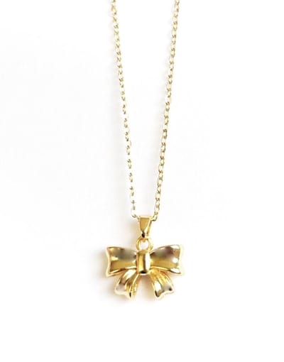 LiLaLove Meisjes Ketting- Ketting Strik- Strikje- Goudkleurig- Kinderketting- Roestvrij Staal- Kind
