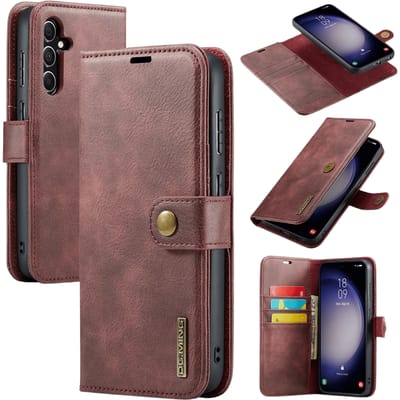 DG.MING Samsung Galaxy S25 Lederen 2-in-1 Wallet Hoesje Rood