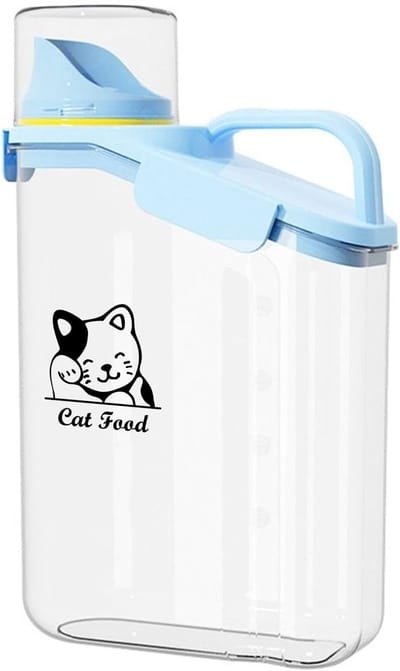 Praktische 2.8L Voedselopslagbak voor Katten en Honden - Luchtdichte, Waterdichte Container voor Droogvoer en Voerbak in Blauw