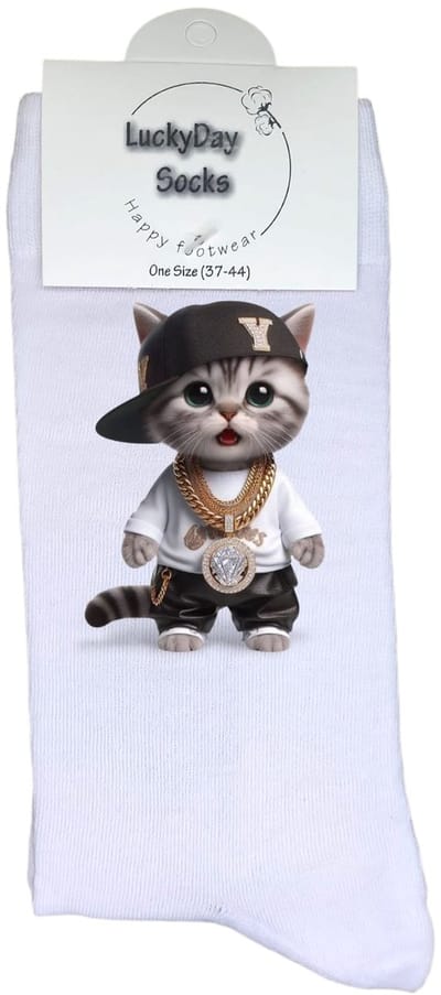 Luckyday Socks - Unisex sokken - Hiphop - Kat - cadeau sokken - Maat 37-44