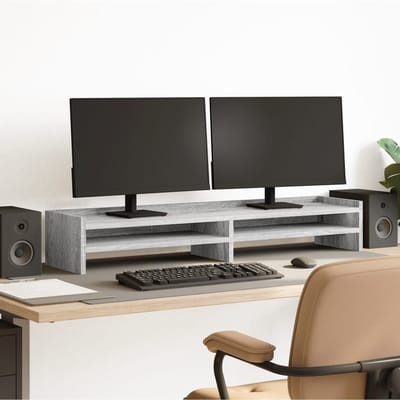 vidaXL - Monitorstandaard - 100x24x16 - cm - bewerkt - hout - grijs - sonoma - eiken