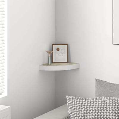 vidaXL - Hoekwandschap - 25x25x3,8 - cm - MDF - eikenkleurig - en - wit