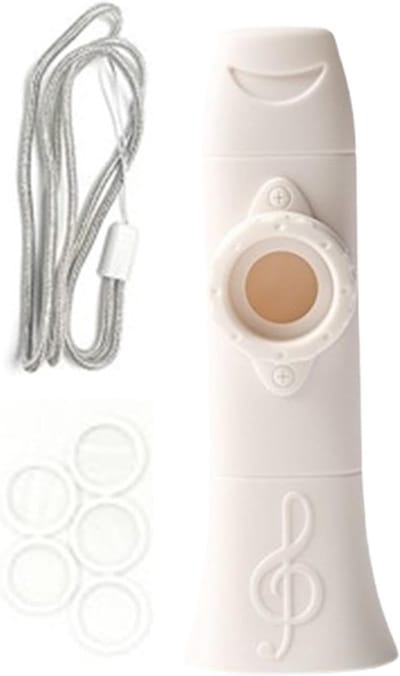 Draagbaar Muziekinstrument - Compact Kazoo - Muziek Maken - Neuriën Vereist - 10.8 cm Lengte - Wit