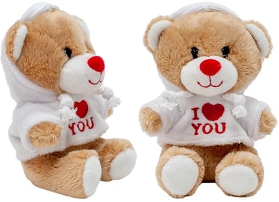Knuffelbeer - Valentijn - liefde - pluche love knuffel - met hoodie -18 cm - Love - wit
