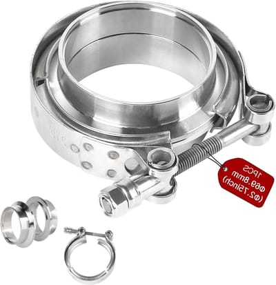 V-Band Klem en Flenzen Ø 69.8mm (2.75 inch) voor Uitlaatpijp Verbinding in RVS, Ideaal voor Turbo, Uitlaat en Downpipe Installaties, 1 Stuk, Zilver