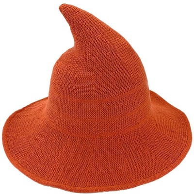 Chapeau de sorcière en laine tricoté, chapeau de magicien, Costume de sorcière pour femmes, Costumes de Cosplay de magicien, tenues orange