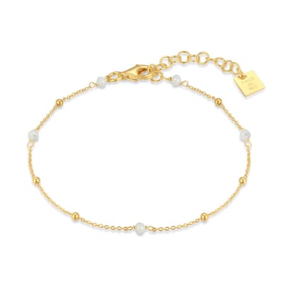 Twice As Nice Armband in 18kt verguld zilver, witte steentjes 16cm+3cm